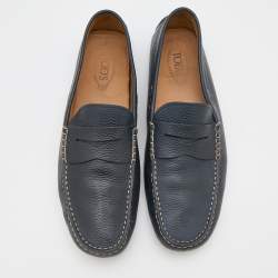 Pre Owned Tod's Navy Blue Leather Slip On Loafers Size 47