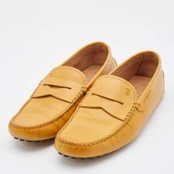 Pre Owned Tod's Mustard Yellow Leather Penny Loafers Size 41