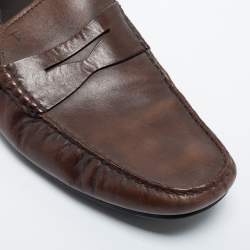Pre Owned Tods Brown Leather Penny Slip On  Loafers Size 46.5