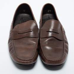 Pre Owned Tods Brown Leather Penny Slip On  Loafers Size 46.5