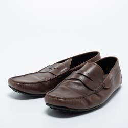 Pre Owned Tods Brown Leather Penny Slip On  Loafers Size 46.5