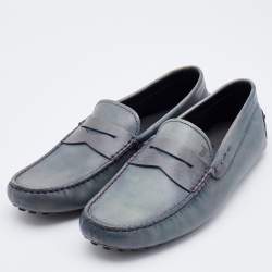 Tod's Grey Two-Tone Leather Slip On Loafers Size 40