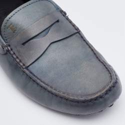 Tod's Grey Two-Tone Leather Slip On Loafers Size 40
