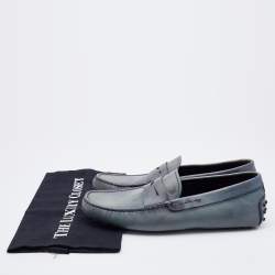 Tod's Grey Two-Tone Leather Slip On Loafers Size 40