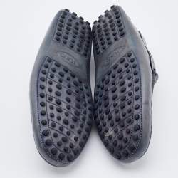 Tod's Grey Two-Tone Leather Slip On Loafers Size 40