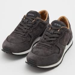 Pre Owned Tod's Grey Suede Low Top Sneakers Size 39.5