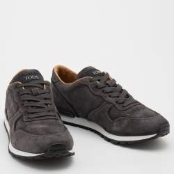 Pre Owned Tod's Grey Suede Low Top Sneakers Size 39.5