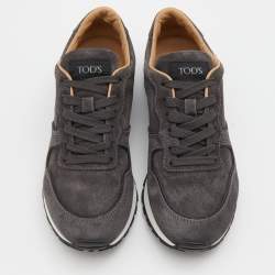 Pre Owned Tod's Grey Suede Low Top Sneakers Size 39.5