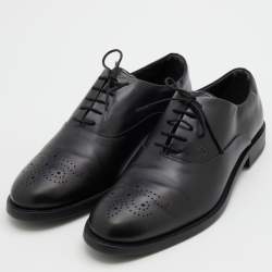 Pre Owned Tod's Black Leather Brogue Lace Up Oxfords Size 45 