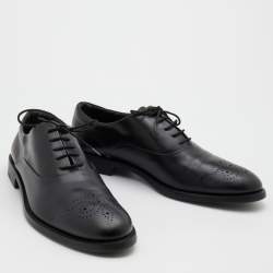 Pre Owned Tod's Black Leather Brogue Lace Up Oxfords Size 45 