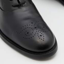 Pre Owned Tod's Black Leather Brogue Lace Up Oxfords Size 45 