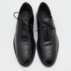 Pre Owned Tod's Black Leather Brogue Lace Up Oxfords Size 45 