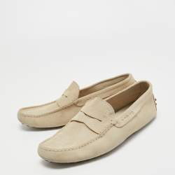 Pre Owned Tod's Beige Suede Penny Loafers Size 41.5