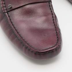 Pre Owned Tod's Burgundy Leather Slip On Loafers Size 41.5