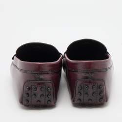 Pre Owned Tod's Burgundy Leather Slip On Loafers Size 41.5