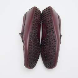Pre Owned Tod's Burgundy Leather Slip On Loafers Size 41.5