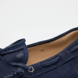 Pre Owned Tod's Navy Blue Suede Bow Slip On Loafers Size 45.5