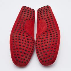 Pre Owned Tod's For Ferrari Red/Black Suede Slip On Loafers Size 44