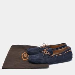 Pre Owned Tod's Blue Suede City Gommino Bow Loafers Size 41