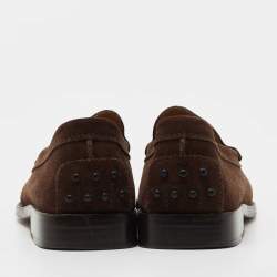Pre Owned Tod's Brown Suede Slip On Loafers Size 40