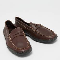 Tod's Dark Brown Leather Penny Loafers Size 41