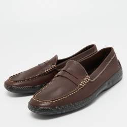 Tod's Dark Brown Leather Penny Loafers Size 41