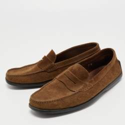 Pre Owned Tod's Brown Suede Penny Loafers Size 41.5