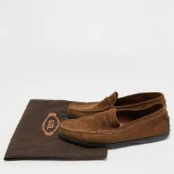 Pre Owned Tod's Brown Suede Penny Loafers Size 41.5