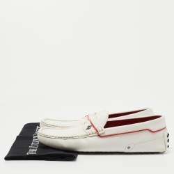 Pre Owned Tod's for Ferrari White Leather Slip On Loafers Size 40