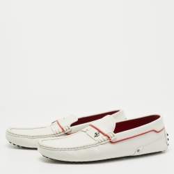 Pre Owned Tod's for Ferrari White Leather Slip On Loafers Size 40