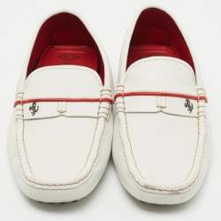 Pre Owned Tod's for Ferrari White Leather Slip On Loafers Size 40