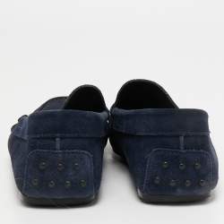 مملوكة مسبقًا Tod's Navy Blue Suede Slip On Loafers Size 44.5