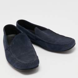 مملوكة مسبقًا Tod's Navy Blue Suede Slip On Loafers Size 44.5