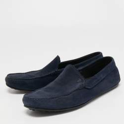 مملوكة مسبقًا Tod's Navy Blue Suede Slip On Loafers Size 44.5