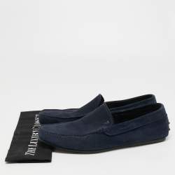 مملوكة مسبقًا Tod's Navy Blue Suede Slip On Loafers Size 44.5