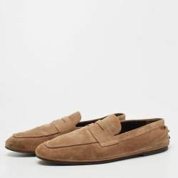 Pre Owned Tod's Beige Suede Penny Loafers Size 44.5