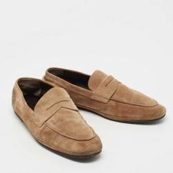 Pre Owned Tod's Beige Suede Penny Loafers Size 44.5