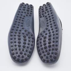 Pre Owned Tod's Grey Leather Braided Bow Slip On Loafers Size 41