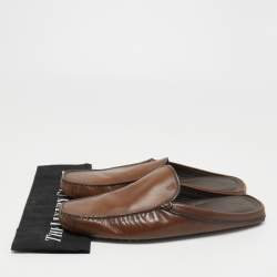 Tod's Brown Leather Flat Loafer Mules Size 42.5