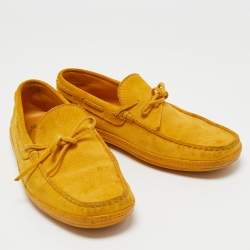 Pre Owned Tod's Yellow Suede Slip On Loafers Size 42.5