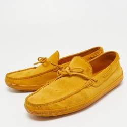 Pre Owned Tod's Yellow Suede Slip On Loafers Size 42.5