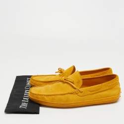 Pre Owned Tod's Yellow Suede Slip On Loafers Size 42.5