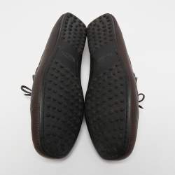 Pre Owned Tod's Brown Leather Slip On Loafers Size 45.5