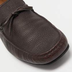 Pre Owned Tod's Brown Leather Slip On Loafers Size 45.5