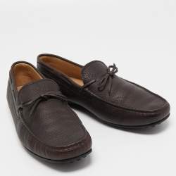 Pre Owned Tod's Brown Leather Slip On Loafers Size 45.5