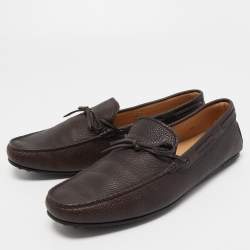 Pre Owned Tod's Brown Leather Slip On Loafers Size 45.5