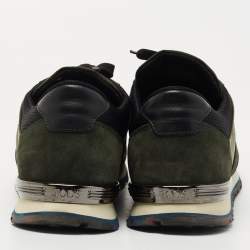 Pre Owned Tods Green/Black Nylon and Leather Low Top Sneakers Size 46.5
