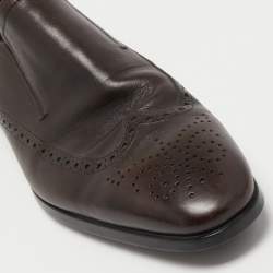 Pre Owned Tod's Brown Brogue Leather Slip On Loafers Size 43