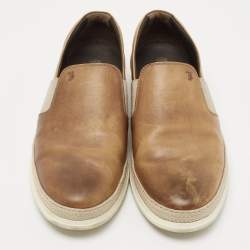 Pre Owned Tod's Two Tone Leather Espadrille Slip On Loafers Size 44.5