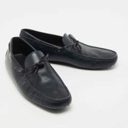 Pre Owned Tod's Navy Blue Leather Slip On Loafers Size 44